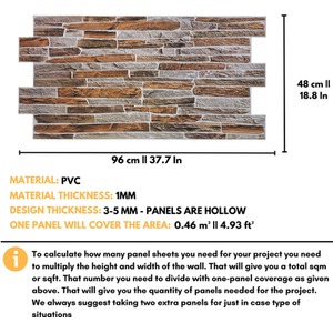 3D Wall Panels (96x48 cm) PVC Cladding Panel Mix Sandstone Effect by NOVECRAFTO