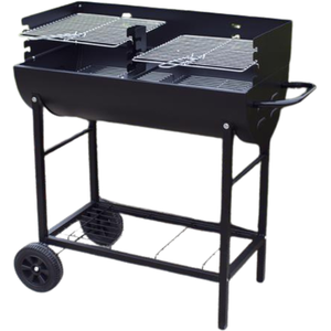 Black Half Drum Steel BBQ - Black by Garden Mile