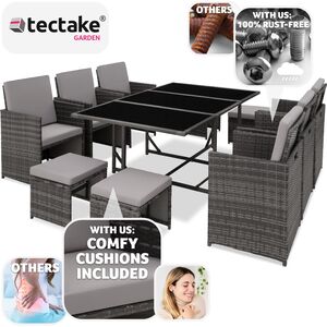 Malaga 641 Rattan Garden Furniture Set with Protective Cover by tectake