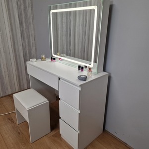 Dressing Table with Drawers LED Mirror and Stool - White by Kosy Koala