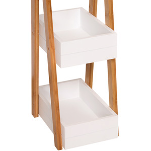 HOMCOM 3 Tier A Frame Bathroom Shower Caddy - White & Bamboo Colour by HOMCOM