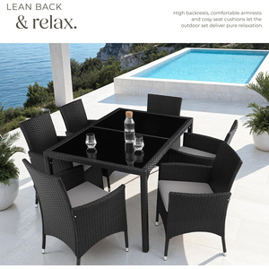 Rattan Garden Furniture Set 61 With Protective Cover - Black/Grey by tectake