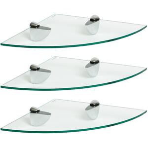 Floating Glass Corner Shelf - 30cm - Chrome / 3 by Harbour Housewares