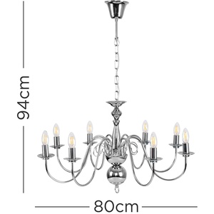 Traditional Style 8 Way Polished Chrome Ceiling Light Chandelier Fitting - Silver by ValueLights