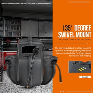 Retractable Spring Driven Air Hose Reel - Black by SuperHandy
