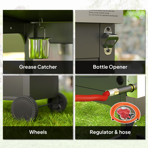 Outsunny 3 Burner Gas BBQ Trolley with See-through Lid - Black by Outsunny