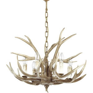 Chalet 6 Light Pendant Chandelier Light Brown, E14 - Brown