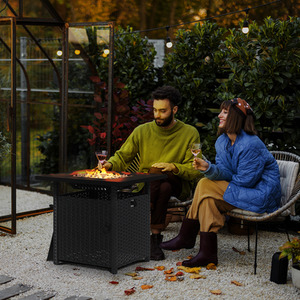 Outsunny 50,000 BTU Output Rattan Fire Pits for Garden - Black by Outsunny