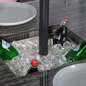 Arizona Square Rattan Patio Dining Set with Ice Bucket Drinks Cooler - Grey / 8 by Giardino