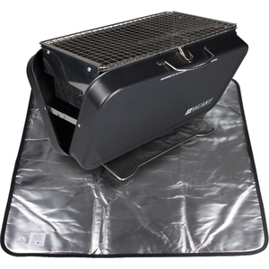 Portable BBQ and Protective Ground Mat Set in Black - Black by Valiant