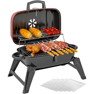 Outsunny Folding Charcoal Barbecue Grills - Red by Outsunny