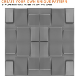 3D Wall Panels with Adhesive Included, Geometric Squares Design by NOVECRAFTO
