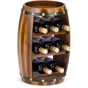 Wooden Barrel Wine 8 Bottle Holder - Brown by Christow