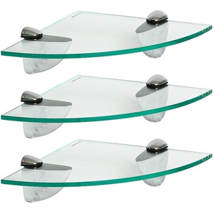 Floating Glass Corner Shelf - 20cm - Chrome / 3 by Harbour Housewares