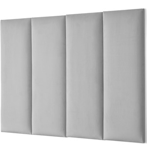 Velvet Wall Panels 4 Pack with Adhesive - Anti-Collision Wall Mounted Headboards - Grey by NOVECRAFTO