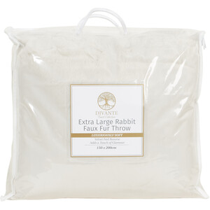 Rabbit Faux Fur Throw - Champagne / Extra Large by Divante