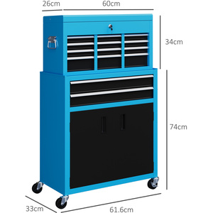 HOMCOM Portable Tool Chest with Wheels Drawers for Garage - Blue by HOMCOM
