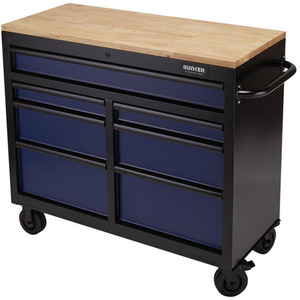 Draper Bunker Roller Workstation with Workbench - Blue / Roller Tool Cabinet, 7 Drawer by Draper