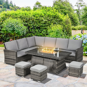 Outsunny 7 Pieces PE Rattan Garden Furniture Set - Grey by Outsunny