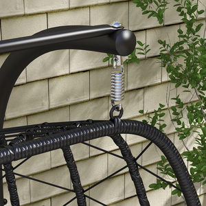 Outsunny Cushioned PE Rattan Hanging Swing Chair for 2 - Black by Outsunny