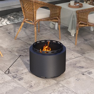 Outsunny Stainless Steel Smokeless Fire Pit - Black by Outsunny