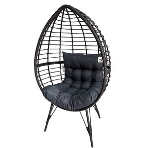 PE Rattan Egg Teardrop Cuddle Chair - Grey by Furniture One