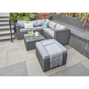 6 Seater Modular Rattan Sofa Set - Black by Furniture Maxi