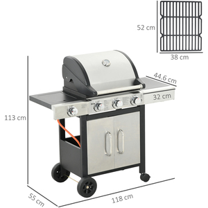 Outsunny Outdoor Gas Burner Barbecue Grill - Silver by Outsunny