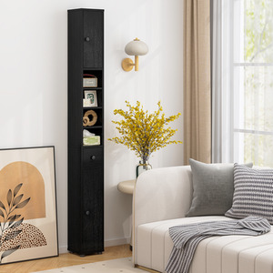 Slim Bathroom Tall Cabinet - Black by Costway