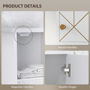 HOMCOM Bathroom Storage Unit Tall Bathroom Cabinet with Doors White - White by HOMCOM