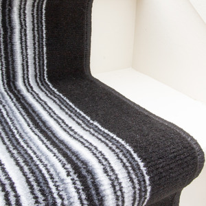 Black White Striped Cut To Measure Stair Carpet Runner 60cm Wide by The Rug House
