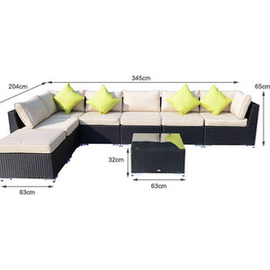 Outsunny 8 Piece Rattan Sofa Garden Furniture Set - Black by Outsunny