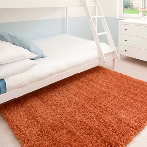 Super Soft Terracotta Orange Shaggy Living Area Rug by The Rug House