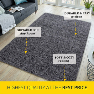 Abaseen Dark Grey Shaggy Rug Rectangular Soft Touch Thick Pile - Dark Grey / 110cm by Abaseen