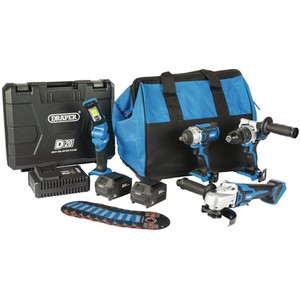 Draper Quailty 8 Piece D20 Series 20 Volt Workshop Kit - Blue, Black by Draper