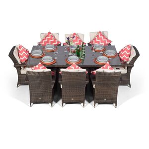 Arizona Square Rattan Patio Dining Set - Brown / 8 by Giardino