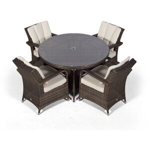 Arizona Round Rattan Patio Dining Set - Brown / 7 by Giardino
