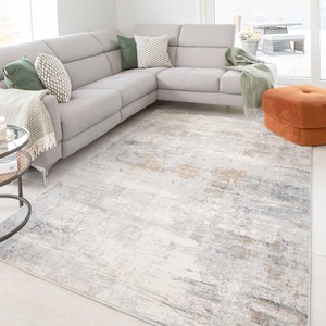 Silver Grey Metallic Distressed Abstract Living Area Rug by The Rug House