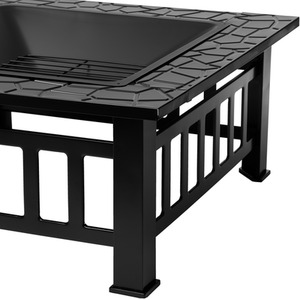 Large Glenview Black Square Log Fire Pit - Black by Tepro