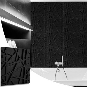 3D Wall Panels (50x50 cm) PVC Cladding Panel in Geometric Line Design by NOVECRAFTO