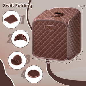 Personal Therapeutic Steam Spa Foldbale Steam Sauna - Brown by Costway