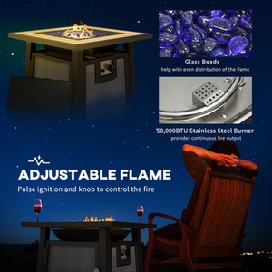 Outsunny 50,000 BTU Gas Fire Pit Table - Dark Grey by Outsunny