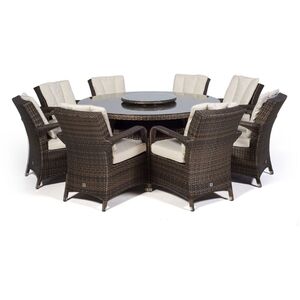 Arizona Round Rattan Patio Dining Set - Brown / 11 by Giardino