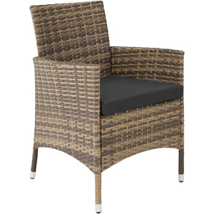 Rattan Garden Furniture Set 61 With Protective Cover - Nature/Dark Grey by tectake