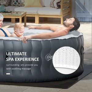 Inflatable Outdoor Hot Tub Spa with Pump - Grey by Furnico Living Ltd
