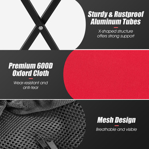 Foldable Tennis Ball Cart - Red by Costway