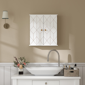 HOMCOM Bathroom Wall Cabinet Wall Cupboard with Adjustable Shelf - White by HOMCOM