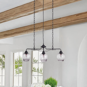 3-Light Glass Chandelier - Black by Livingandhome
