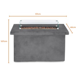 Magna Rectangular Gas Fire Pit Low - Grey by Tower