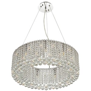 Empire 60cm Ceiling Pendant Chandelier, 9 Light G9, Polished Chrome, Crystal - Polished Chrome